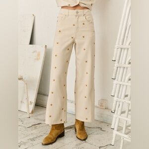 Le Crop - Sézane X Lucia Vergara Ecru With Ampola Embroidery - Size 8 (EU 40)